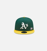 Oakland A's Backletter Arch 9FIFTY Snapback Mens Hat - Green/Yellow