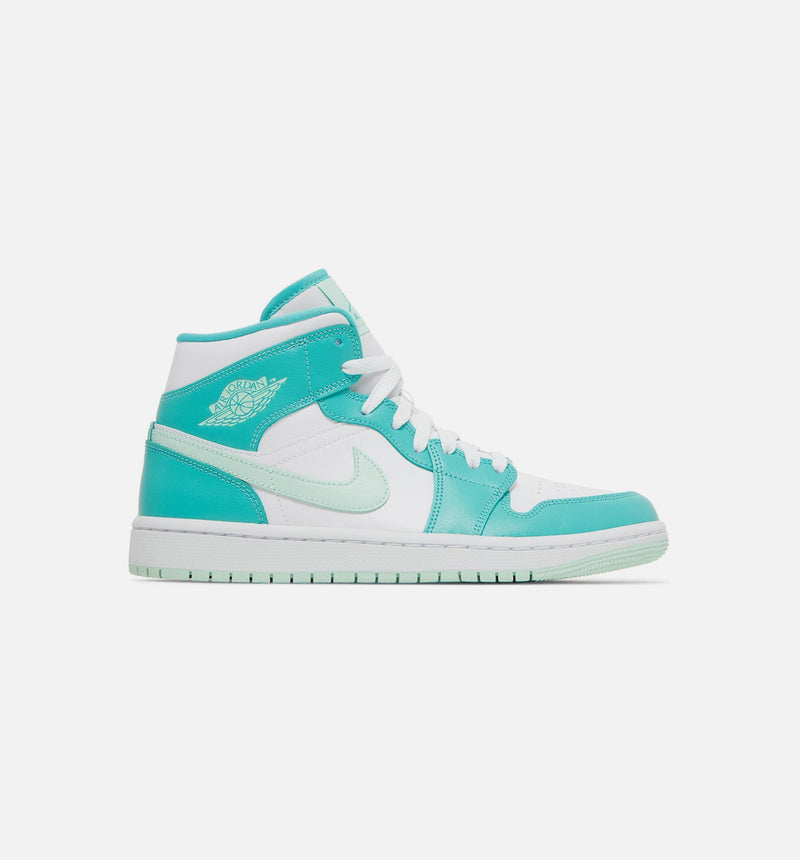 Air Jordan 1 Mid Washed Teal Womens Lifestyle Shoe - Teal/White