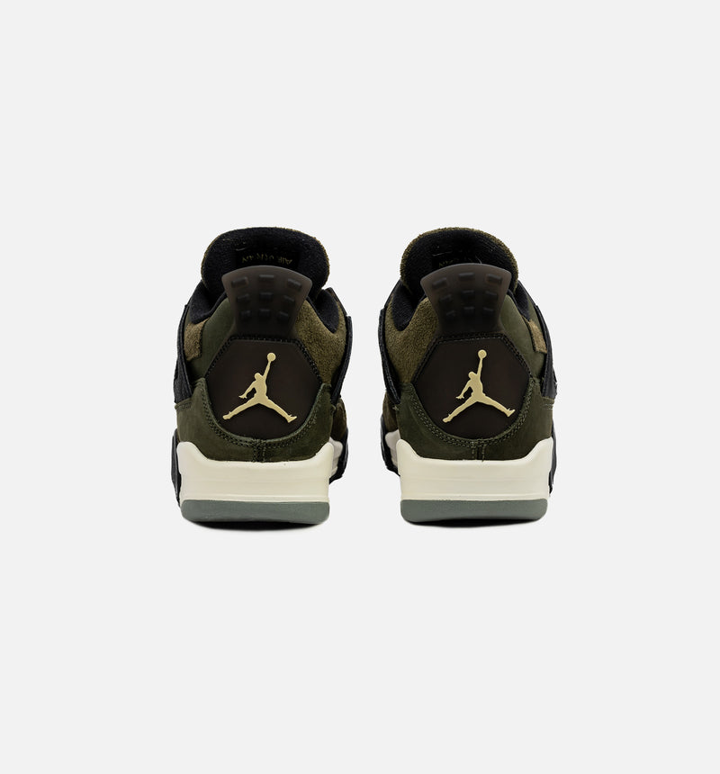 Air Jordan 4 Retro Craft Olive Grade School Lifestyle Shoe - Medium Olive/Black