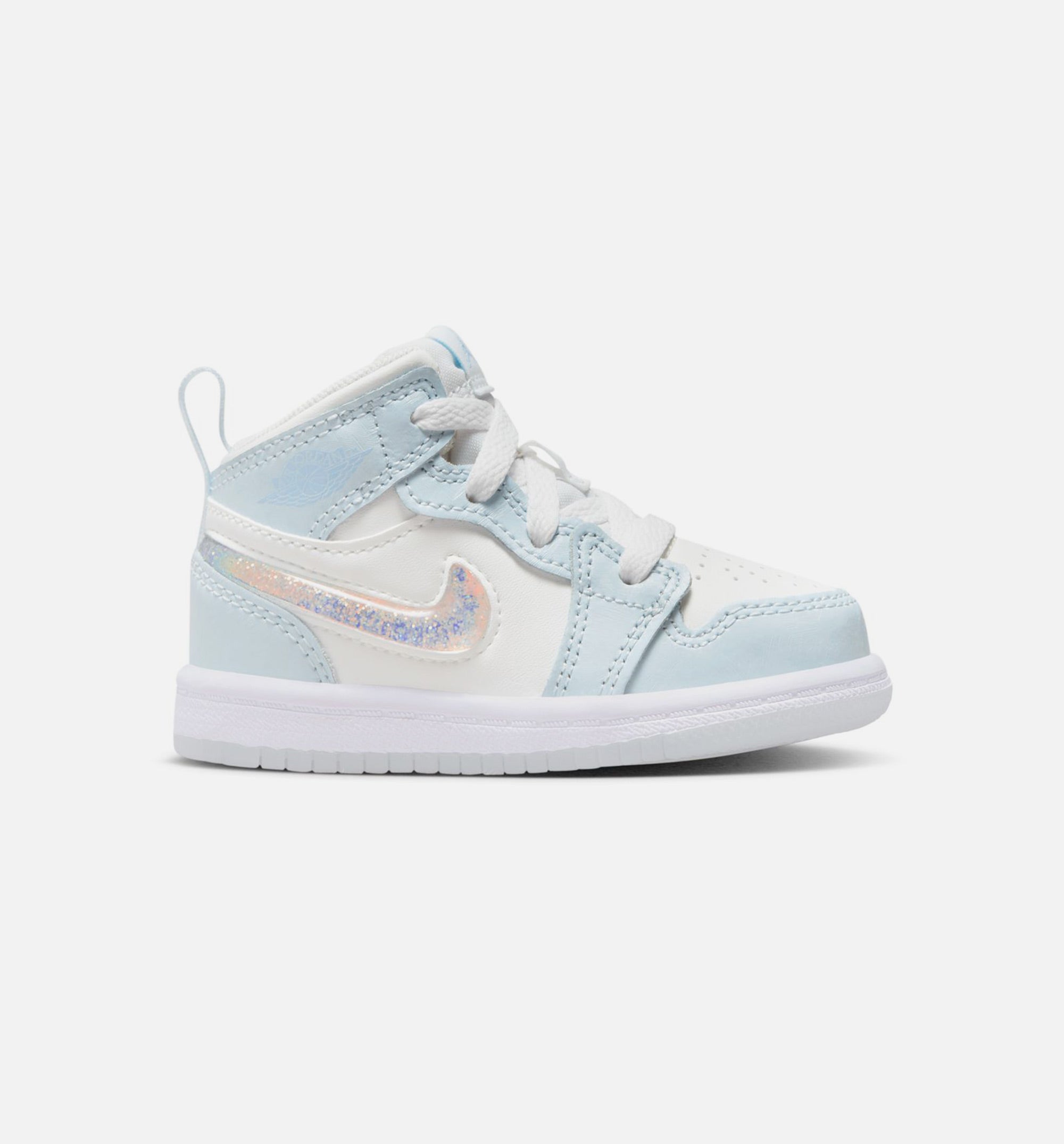 Baby Blue Retro Infant Air Jordan Mid SE Glitter Swoosh Infant