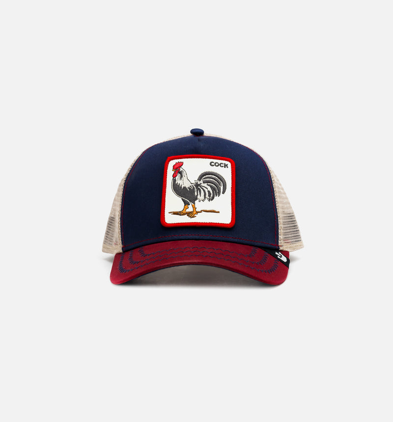 All American Rooster Trucker Mens Hat - Navy/Red