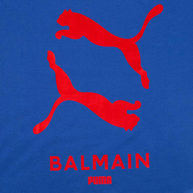 Balmain X Puma Mens Graphic T-Shirt - Blue/Red