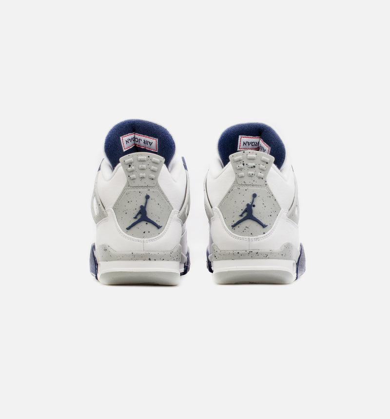 Air Jordan 4 Midnight Navy Mens Lifestyle Shoe - White/Blue Limit One Per Customer