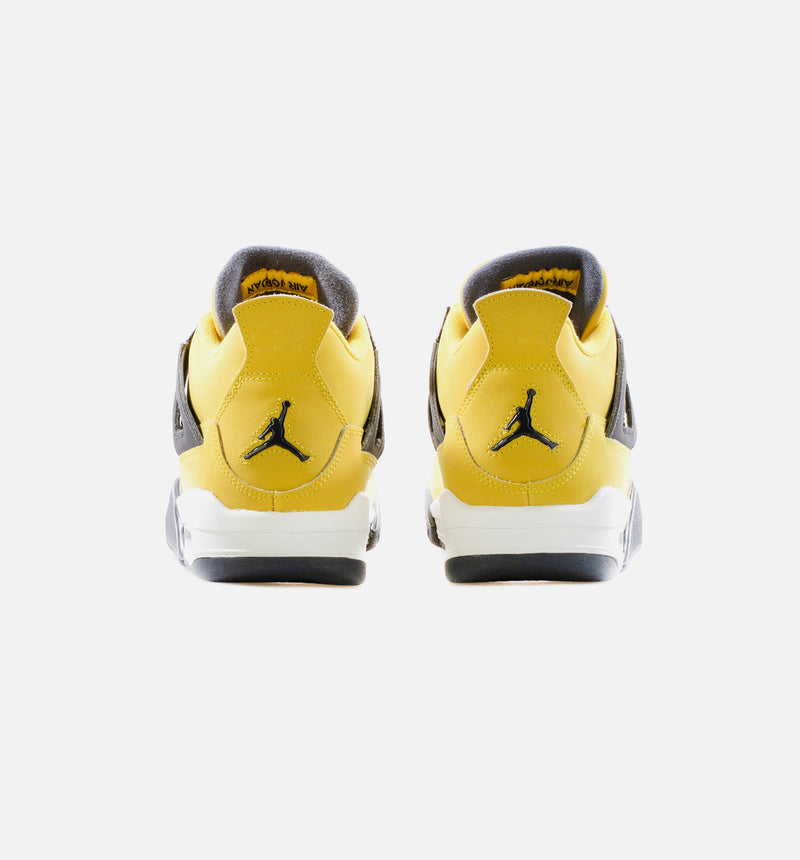 Air Jordan 4 Retro Lightning Grade School Lifestyle Shoe - Tour Yellow/White/Dark Blue Grey Limit One Per Customer