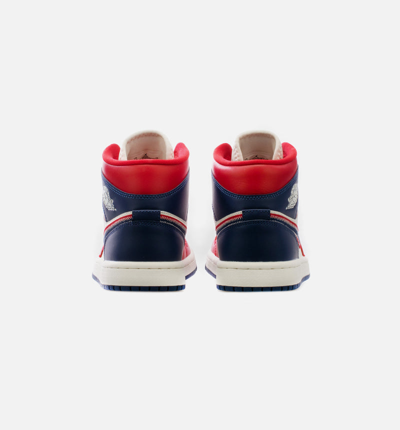 Air Jordan 1 Mid SE USA Womens Lifestyle Shoe - Red/Blue