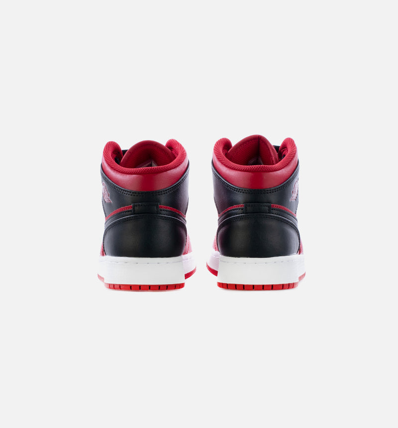 Air Jordan 1 Mid Reverse Bred Grade School Lifestyle Shoe - Black/Red