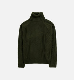 NIKE FB7770-325
 NSW Cable Knit Turtleneck Mens Sweater - Green Image 0