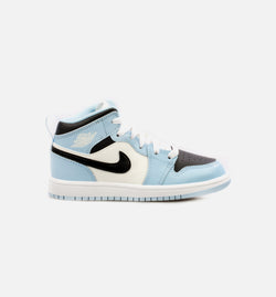 JORDAN 640737-401
 Air Jordan 1 Mid Preschool Lifestyle Shoe - Blue/Black Image 0