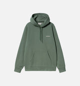 Embroidery Script Pullover Mens Hoodie - Green