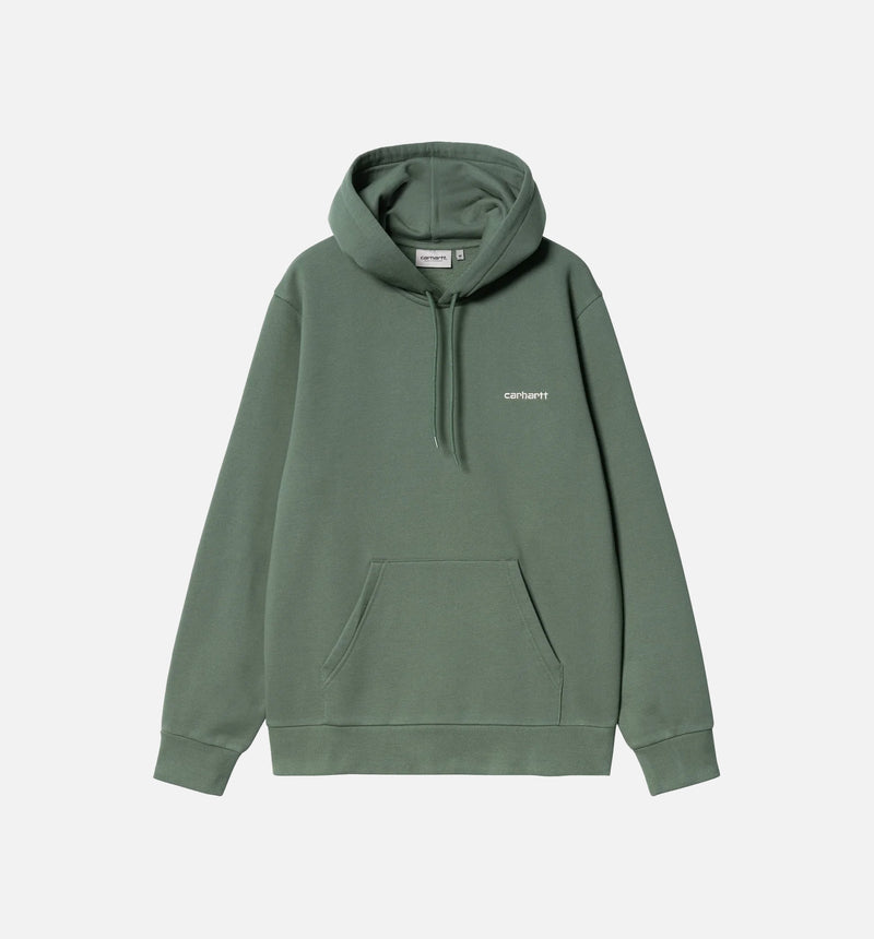 Embroidery Script Pullover Mens Hoodie - Green